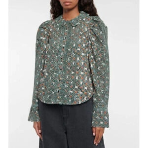 Ulla Johnson Sage Green Dragonfly Eyelet Blouse Floral Top